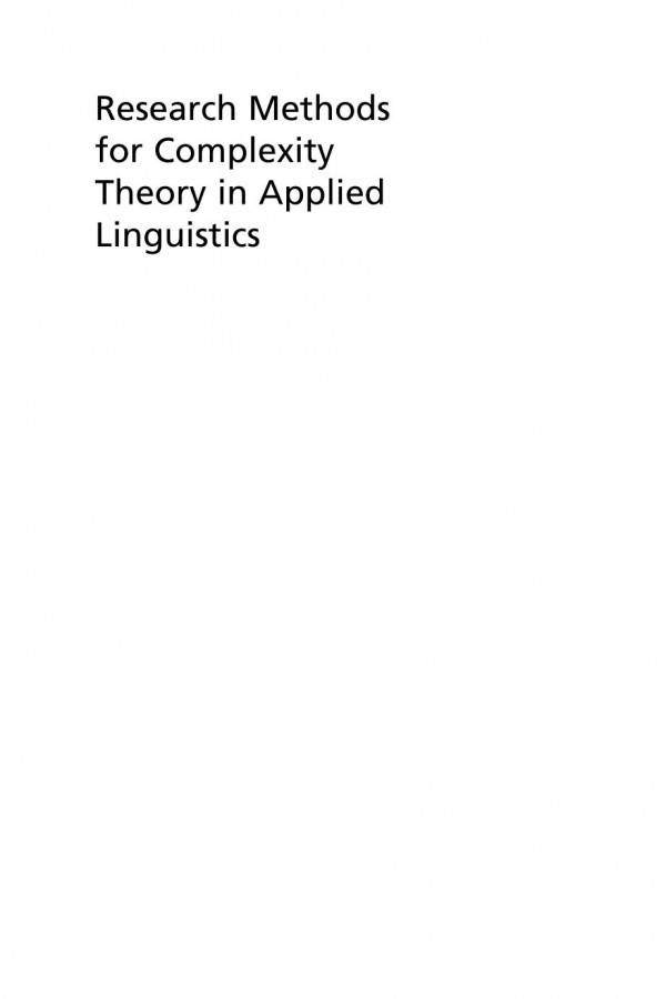 Research Methods For Complexity Theory In Applied Linguistics Phil Hiver Ali H Alhoorie
