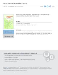 Industrialization Of Biology A Roadmap To Accelerate The Advanced Manufacturing Of Chemicals 1st Edition National Research Council Division On Earth And Life Studies Board On Life Sciences Board On Chemical Sciences And Technology Committee On Industrialization Of Biology A Roadmap To Accelerate The Advanced Manufacturing Of Chemicals