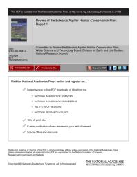 Review Of The Edwards Aquifer Habitat Conservation Plan Report 1 1st Edition National Research Council Division On Earth And Life Studies Water Science And Technology Board Committee To Review The Edwards Aquifer Habitat Conservation Plan