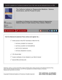 The California Institute For Regenerative Medicine Science Governance And The Pursuit Of Cures 1st Edition Institute Of Medicine Board On Health Sciences Policy Committee On A Review Of The California Institute For Regenerative Medicine