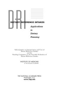Dietary Reference Intakes Dri Applications In Dietary Planning 1st Edition Institute Of Medicine Of The National Academies