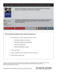 Advancing Workforce Health At The Department Of Homeland Security Protecting Those Who Protect Us 1st Edition Institute Of Medicine Board On Health Sciences Policy Committee On Department Of Homeland Security Occupational Health And Operational Medicine Infrastructure