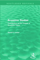 Economic Studies Contributions To The Critique Of Economic Theory 1st Edition David P Levine