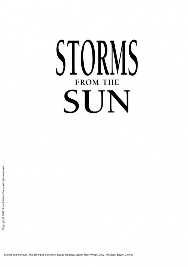 Storms From The Sun The Emerging Science Of Space Weather 1st Edition Michael J Carlowicz