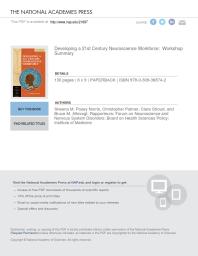 Developing A 21st Century Neuroscience Workforce Workshop Summary 1st Edition Institute Of Medicine Board On Health Sciences Policy Forum On Neuroscience And Nervous System Disorders Bruce M Altevogt Clare Stroud Christopher Palmer Sheena M Posey Norris
