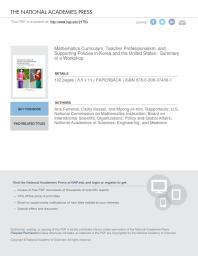 Mathematics Curriculum Teacher Professionalism And Supporting Policies In Korea And The United States Summary Of A Workshop 1st Edition And Medicine Engineering National Academies Of Sciences Policy And Global Affairs Board On International Scientific Organizations Us National Commission On Mathematics Instruction Myonghi Kim Cathy Kessel Ana Ferreras