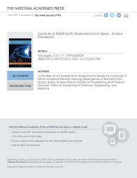 Continuity Of Nasa Earth Observations From Space A Value Framework 1st Edition And Medicine Engineering National Academies Of Sciences Division On Engineering And Physical Sciences Space Studies Board Committee On A Framework For Analyzing The Needs For Continuity Of Nasasustained Remote Sensing Observations Of The Earth From Sp