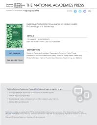 Exploring Partnership Governance In Global Health Proceedings Of A Workshop 1st Edition And Medicine Engineering National Academies Of Sciences Health And Medicine Division Board On Global Health Forum On Publicprivate Partnerships For Global Health And Safety Joe Alper Rachel M Taylor