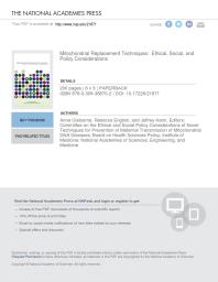 Mitochondrial Replacement Techniques Ethical Social And Policy Considerations 1st Edition And Medicine Engineering National Academies Of Sciences Institute Of Medicine Board On Health Sciences Policy Committee On The Ethical And Social Policy Considerations Of Novel Techniques For Prevention Of Maternal Transmission Of Mitochondrial Dna Dis