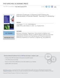 Statistical Challenges In Assessing And Fostering The Reproducibility Of Scientific Results Summary Of A Workshop 1st Edition And Medicine Engineering National Academies Of Sciences Division On Engineering And Physical Sciences Board On Mathematical Sciences And Their Applications Committee On Applied And Theoretical Statistics Michelle Schwalbe
