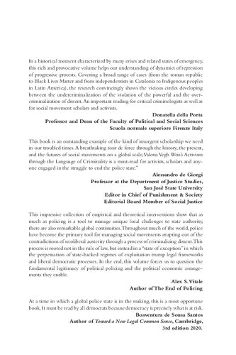 Criminalization Of Activism Vegh Weis Valeria