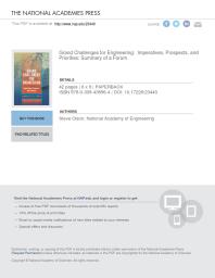 Grand Challenges For Engineering Imperatives Prospects And Priorities Summary Of A Forum 1st Edition National Academy Of Engineering Steve Olson