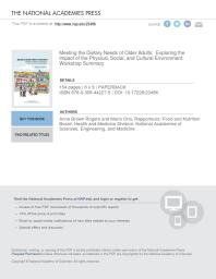 Meeting The Dietary Needs Of Older Adults Exploring The Impact Of The Physical Social And Cultural Environment Workshop Summary 1st Edition And Medicine Engineering National Academies Of Sciences Health And Medicine Division Food And Nutrition Board Maria Oria Anne Brown Rodgers