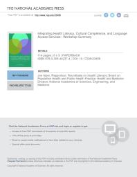 Integrating Health Literacy Cultural Competence And Language Access Services Workshop Summary 1st Edition And Medicine Engineering National Academies Of Sciences Health And Medicine Division Board On Population Health And Public Health Practice Roundtable On Health Literacy Joe Alper