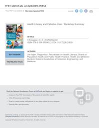 Health Literacy And Palliative Care Workshop Summary 1st Edition And Medicine Engineering National Academies Of Sciences Health And Medicine Division Board On Population Health And Public Health Practice Roundtable On Health Literacy Joe Alper
