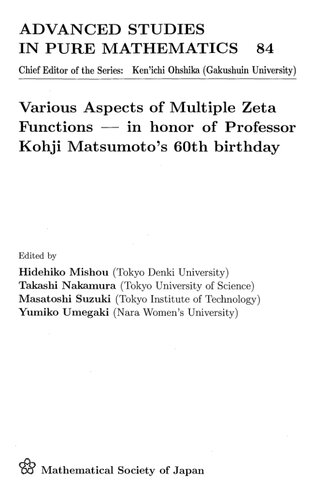 Various Aspects Of Multiple Zeta Functions Aspm84 Ms Japan Mishou H