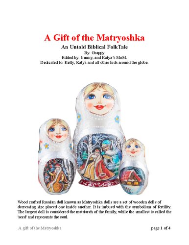 Biblical A Gift Of The Matryoshka An Untold Russian Folktale 2023th Edition Katyas Mom