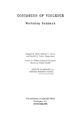 Contagion Of Violence Workshop Summary Patel Deepali Simon