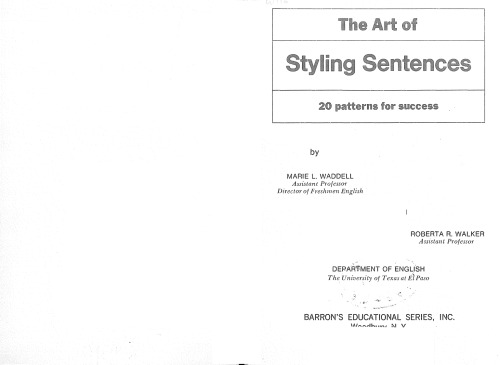 The Art Of Styling Sentences 4th Kd Sullivan Ann Longknfe