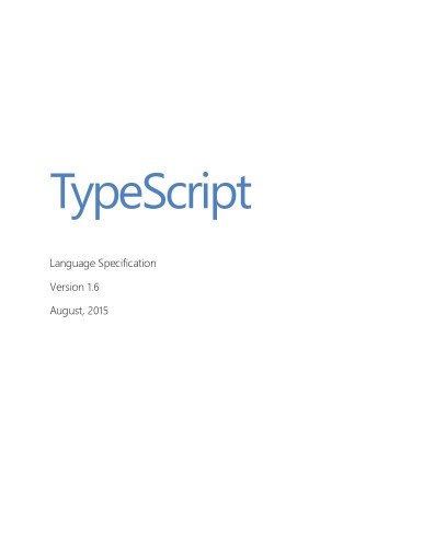 Typescript Language Specification Version 16 Anders Hejlsberg