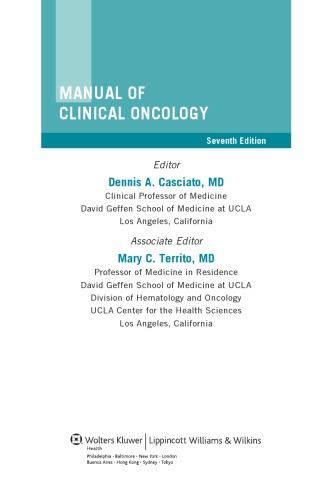 Manual Of Clinical Oncology Seventh Dennis A Casciato