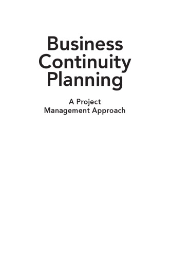 Business Continuity Planning A Project Management Approach Kliem
