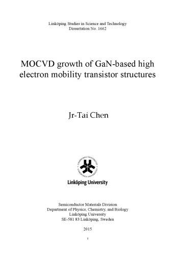 Mocvd Growth Of Ganbased High Electron Mobility Transistor Structures Chen