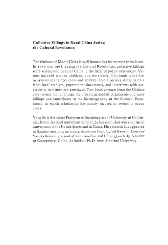 Collective Killings In Rural China During The Cultural Revolution Su