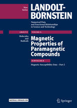 Magnetic Properties Of Paramagnetic Compounds Subvolume B Magnetic Susceptibility Data Part 2 1st Edition Rt Pardasani