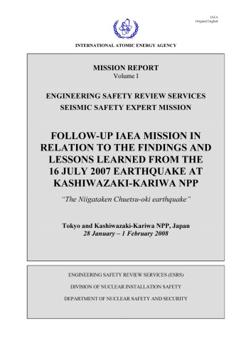 Followup Iaea Mission In Relation To The Findings And Lessons Learned From The 16 July 2007 Earthquake At Kashiwazakikariwa Npp Philippe Jamet Et Al