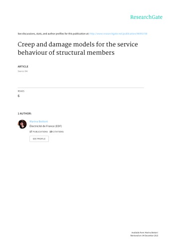 Creep And Damage Models For The Service Behaviour Of Structural Members Marina Bottoni