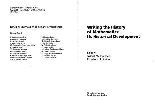 Writing The History Of Mathematics Its Historical Development Joseph W Dauben
