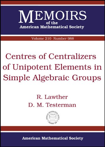 Centres Of Centralizers Of Unipotent Elements In Simple Algebraic Groups R Lawther