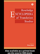 Routledge Encyclopedia Of Translation Studies Baker Mona