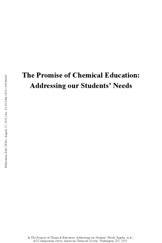The Promise Of Chemical Education Addressing Our Students Needs Daus