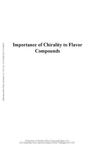 Importance Of Chirality To Flavor Compounds Engel Karlheinz Takeoka
