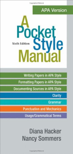 A Pocket Style Manual Apa Version 6th Edition Diana Hacker Nancy Sommers