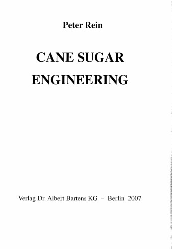 Cane Sugar Engineering Rein Peter