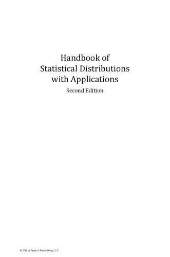 Handbook Of Statistical Distributions With Applications Second Edition Krishnamoorthy