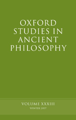 Oxford Studies In Ancient Philosophy Xxxiii David Sedley
