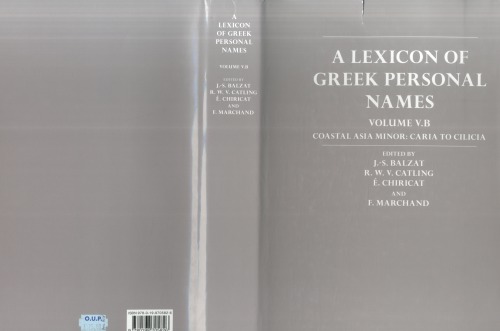 Lexicon Of Greek Personal Names Vb Coastal Asia Minor Caria To Cilicia Js Balzat
