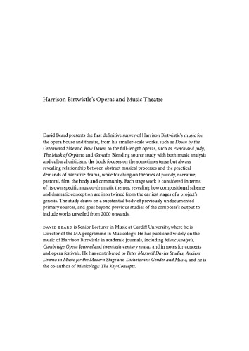 Harrison Birtwistles Operas And Music Theatre David Beard
