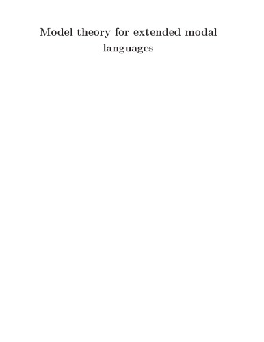 Model Theory For Extended Modal Languages Phd Thesis Balder Ten Cate