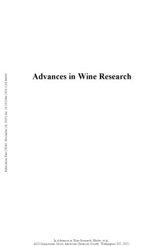 Advances In Wine Research Ebeler Susan E