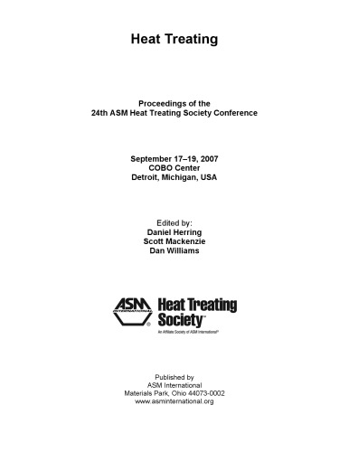 Heat Treating Proceedings Of The 24th Asm Heat Treating Society Conference 1st Edition Daniel Herring