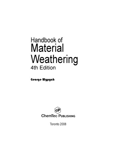 Handbook Of Material Weathering 4th Ed Wypych George