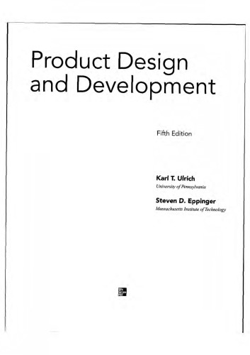 Product Design And Development 5th Edition Karl T Ulrich Steven D Eppinger