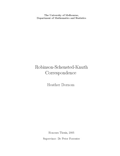 Robinsonschenstedknuth Correspondence Honours Thesis Heather Dornom