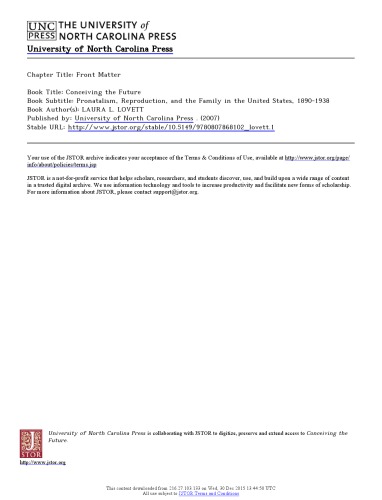 Conceiving The Future Pronatalism Reproduction And The Family Laura L Lovett