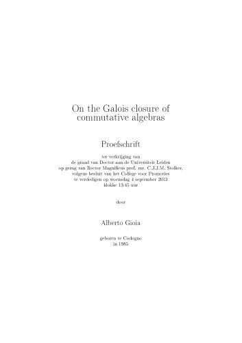 On The Galois Closure Of Commutative Algebras Phd Thesis Alberto Gioia